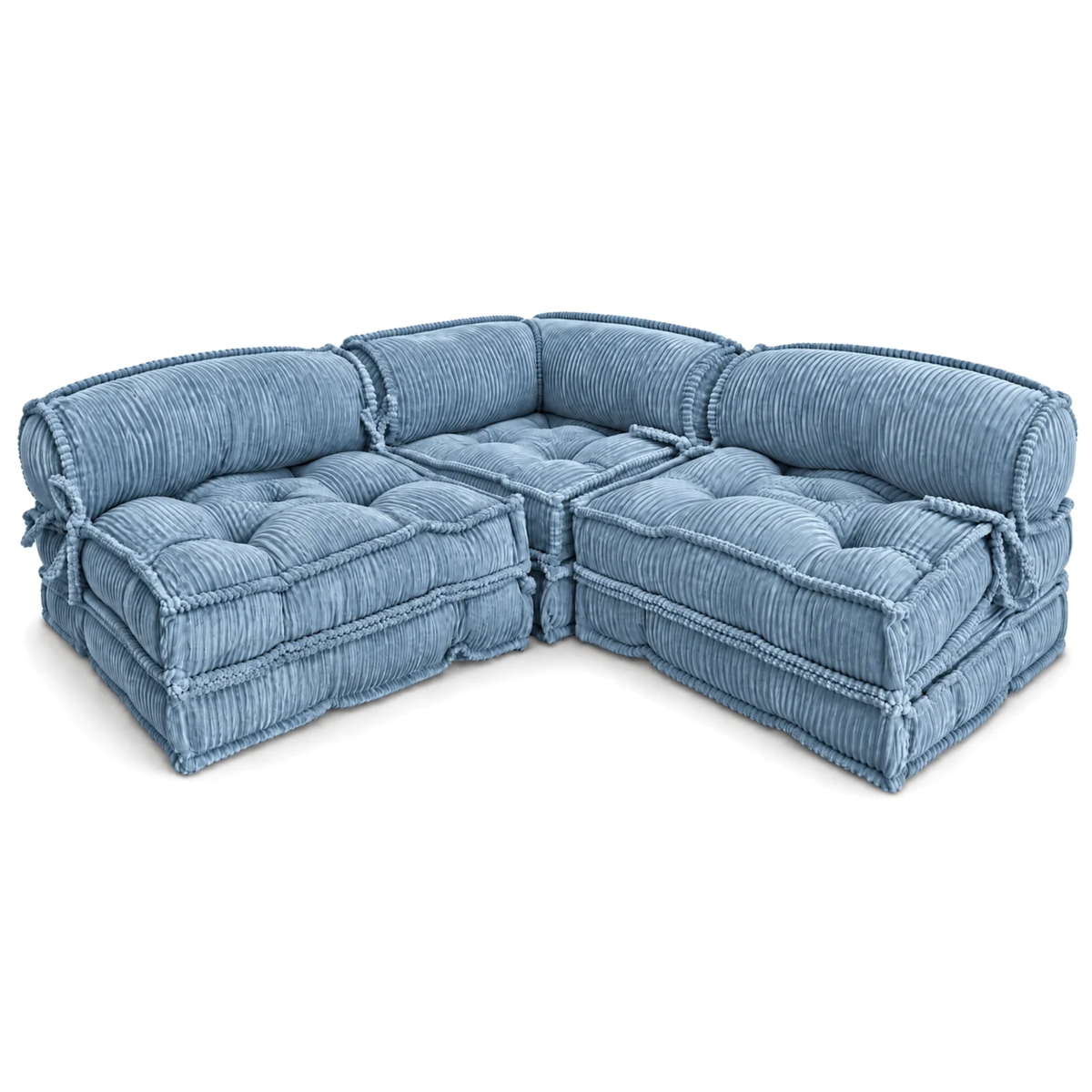 Francuska sofa dziecięca narożnikowa – zestaw 3 modułów rozkładanych + poduszka narożna