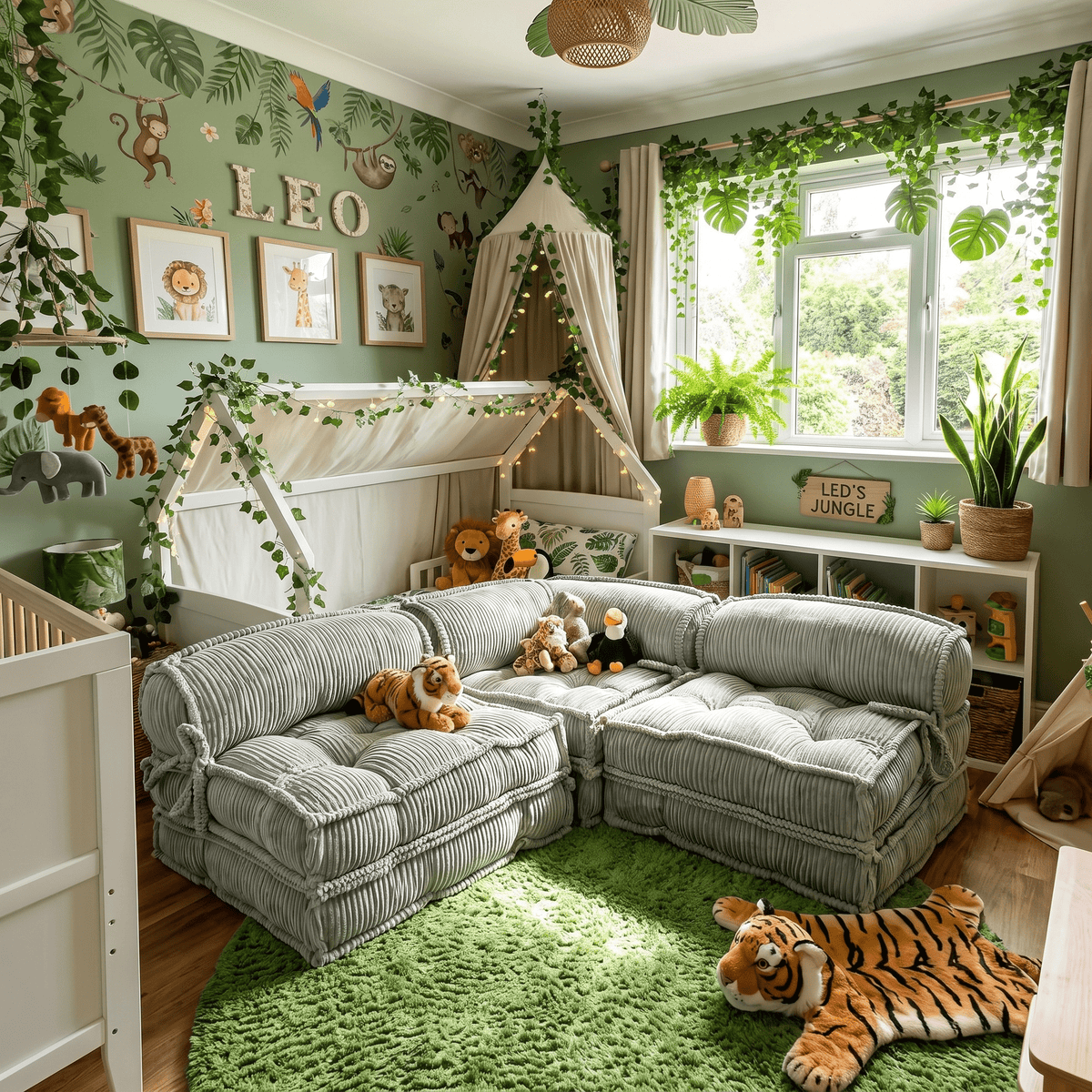 Francuska sofa dziecięca narożnikowa – zestaw 3 modułów rozkładanych + poduszka narożna - POOM KIDS®