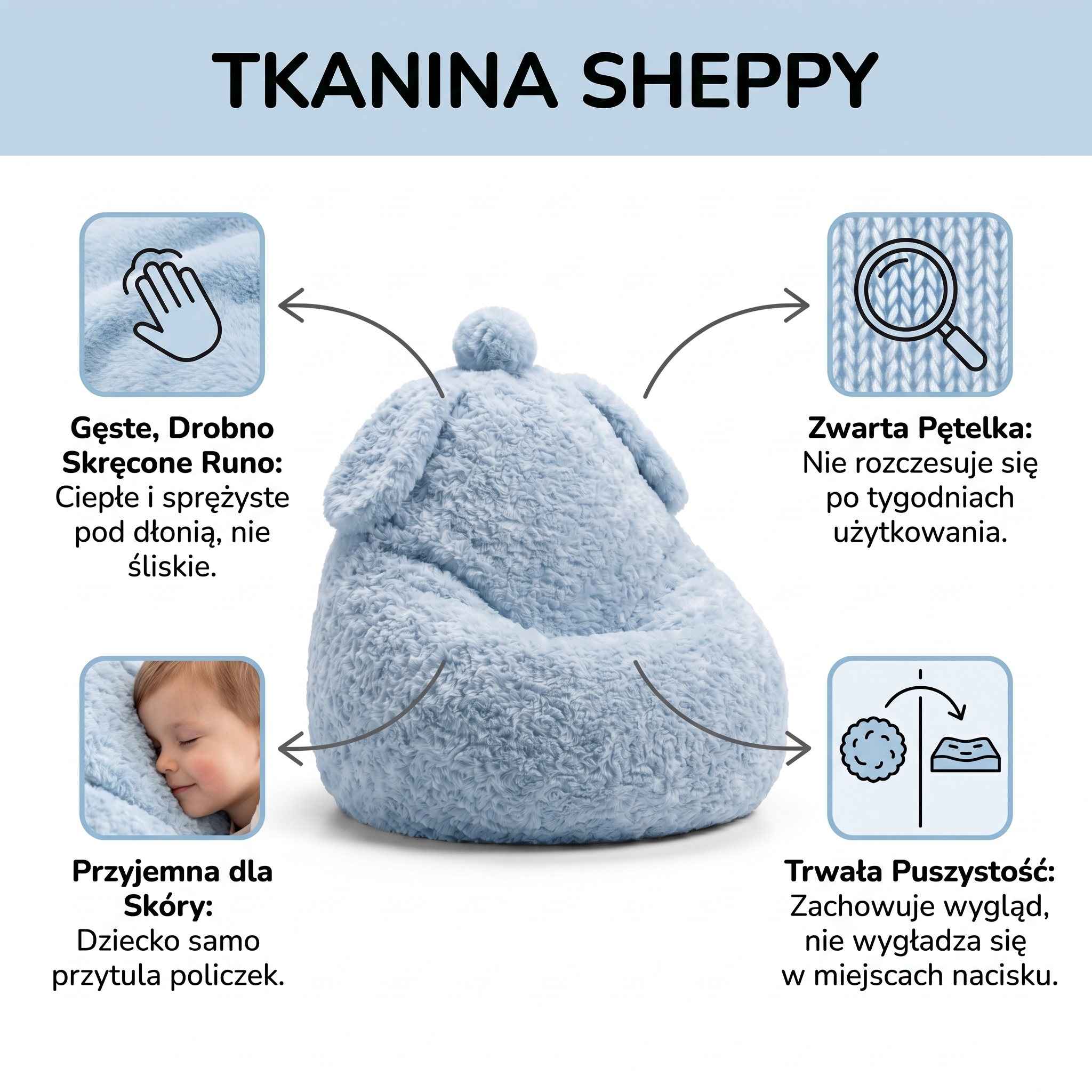 Pufa dziecięca Owieczka z oparciem