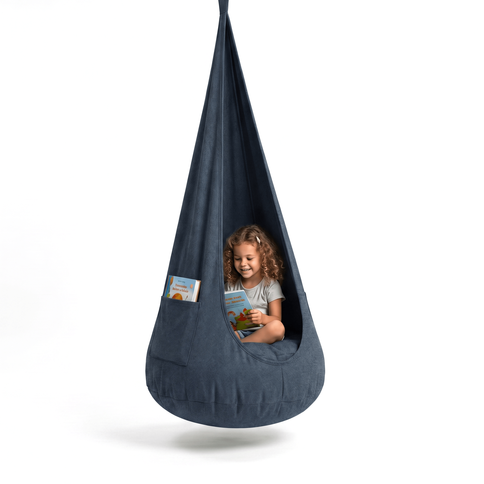Kokon wiszący dla dzieci 2 w 1 – huśtawka z wyjmowaną pufą, 2–12 lat - POOM KIDS®
