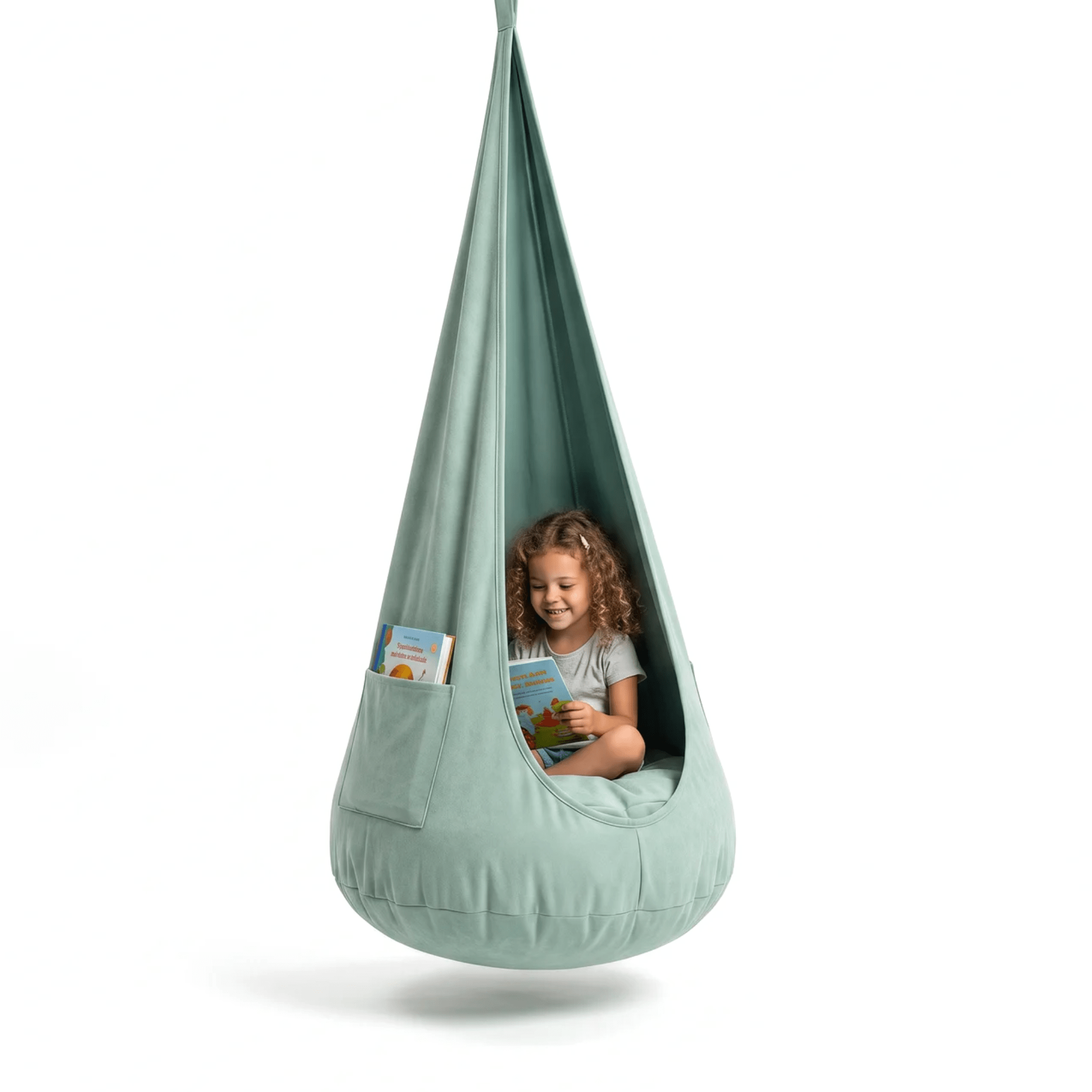 Kokon wiszący dla dzieci 2 w 1 – huśtawka z wyjmowaną pufą, 2–12 lat - POOM KIDS®