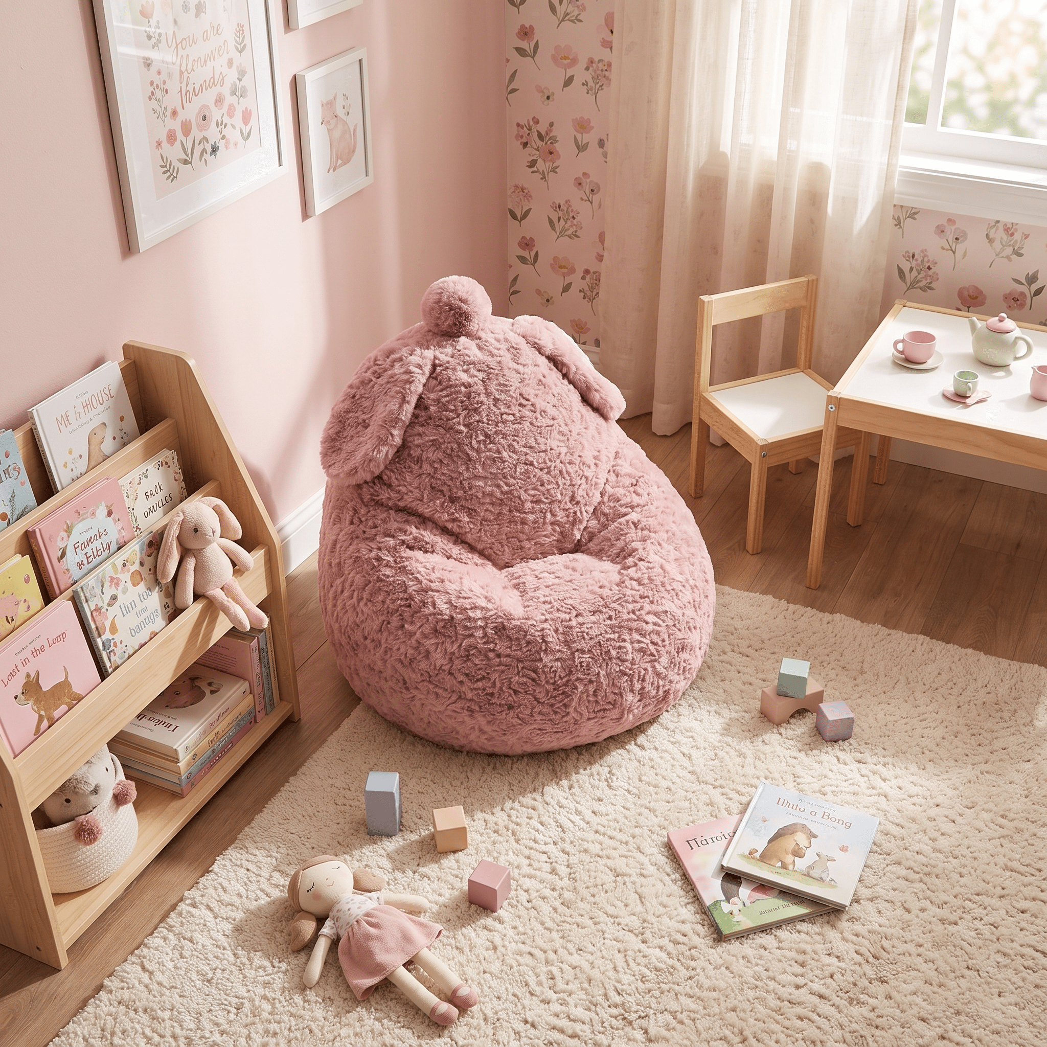 Pufa Dziecięca z uszami Owieczka - POOM KIDS®