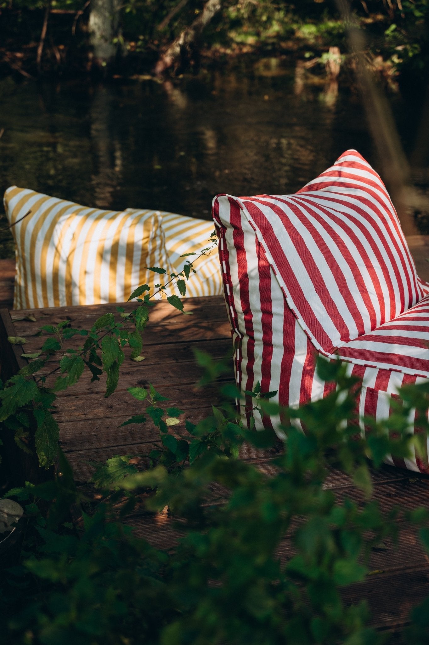 Pufa outdoorowa w paski - poom kids