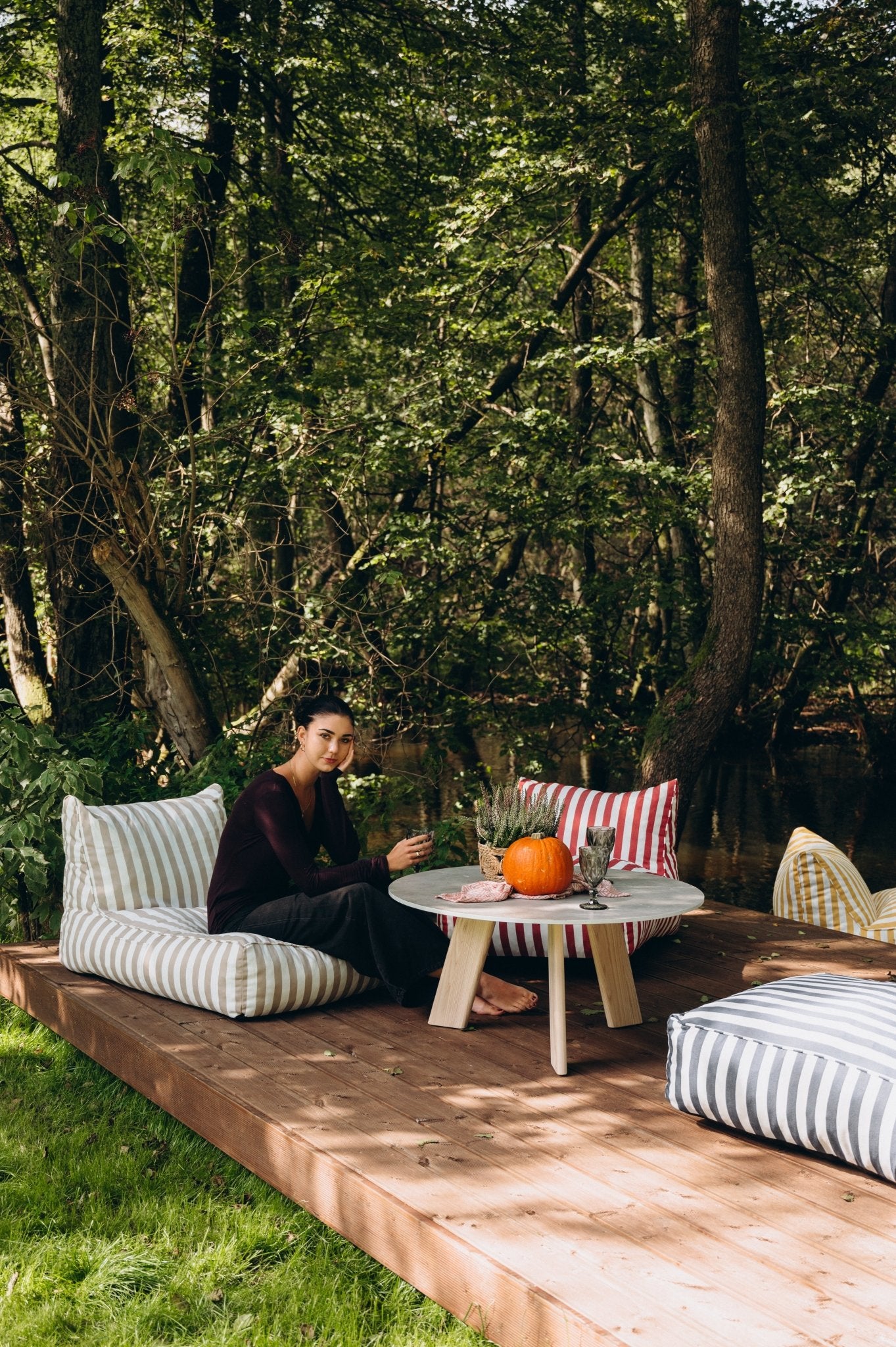 Pufa outdoorowa w paski - poom kids