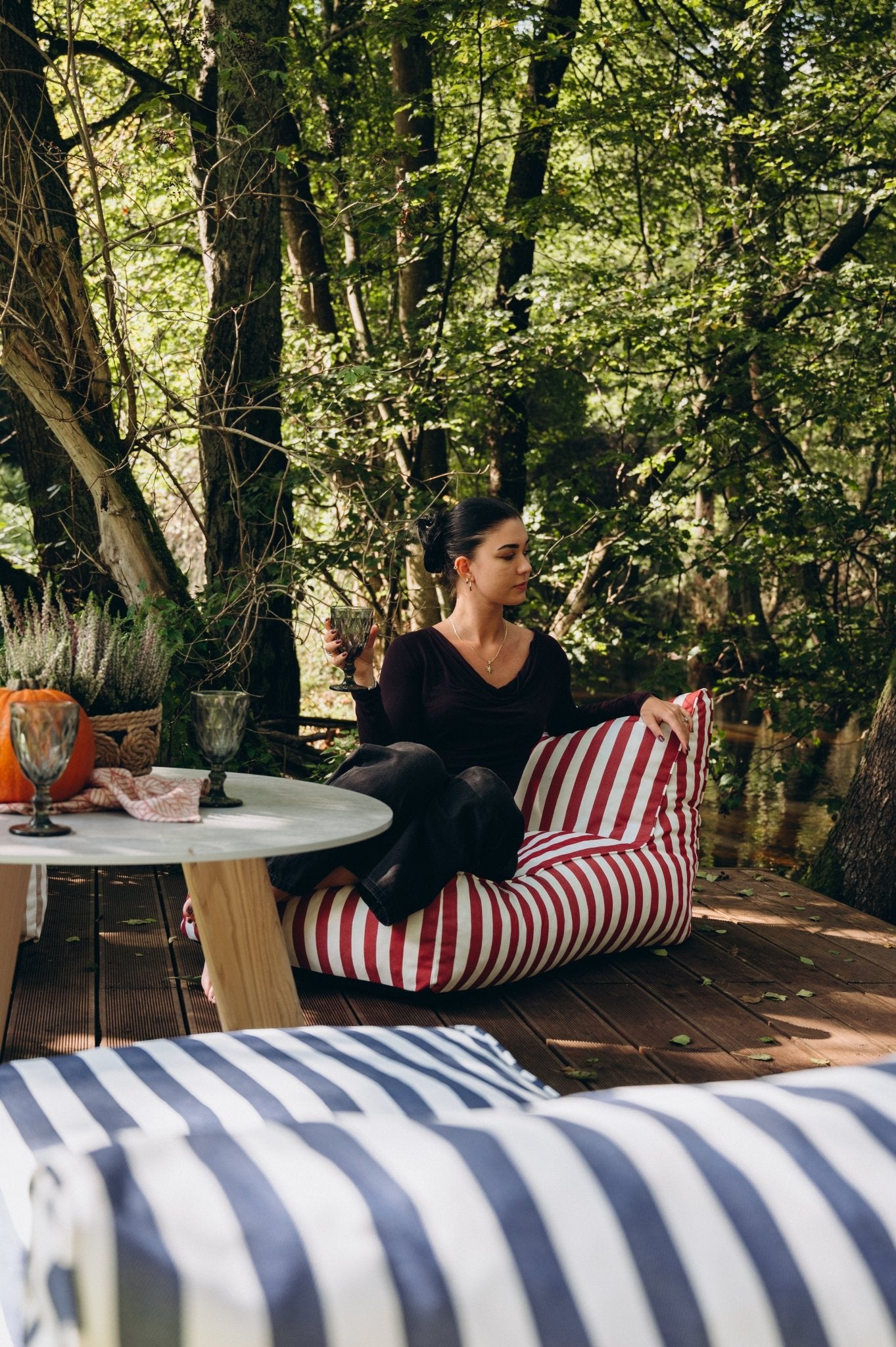 Pufa outdoorowa w paski - poom kids