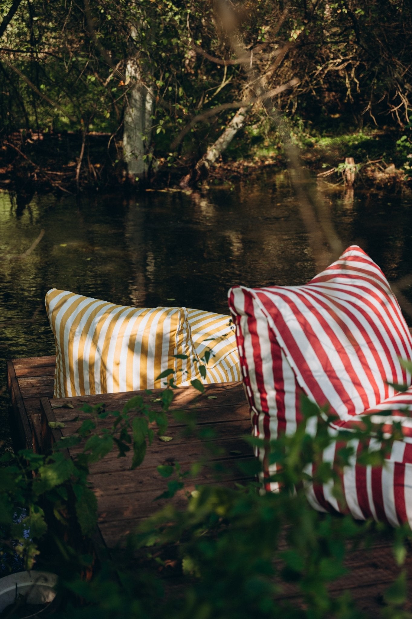 Pufa outdoorowa w paski - poom kids